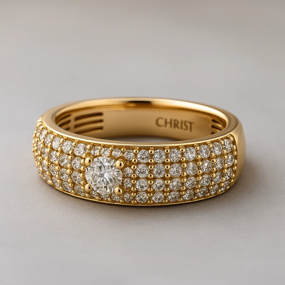 CHRIST Brillant Ring 585 Gelbgold 14K Damenring Gr 60 Diamant Pave Massiv 6,6g - Bild 2 von 4