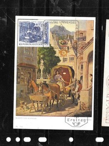 AUSTRIA #731 1964 STAMP POSTCARD POST CARD HORSE DRWN COACH COMMEMORATIVE STAMP