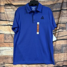 NEW Reebok Men  s Performance Polo Shirt Dazzling Blue Short Sleeve Golf Tee M