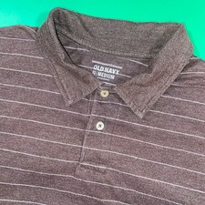 Old Navy Men's Striped Polo Shirt Brown White Medium Short Sleeve Casual