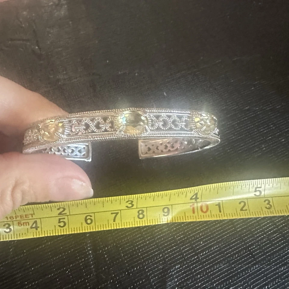 Brazalete Judith Ripka plata de ley 925 citrino ornamentado Foto 4 de 4