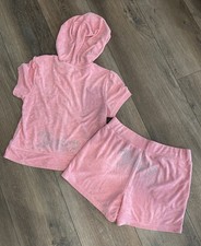 NWT Juicy Couture Shorts  Hoodie Set, Size Medium, Flamingo Pink 
