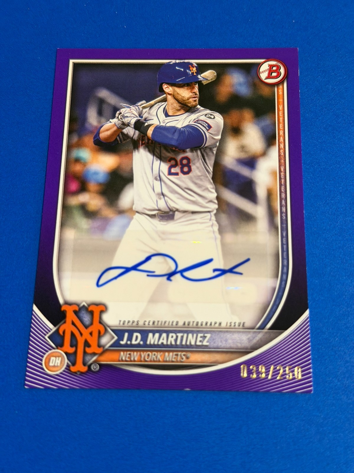 2025 Bowman - J.D. Martinez #PRV-JM Purple Border Auto /250