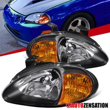 Black Fit 1993-1997 Honda Civic Del Sol 1PC Style Headlights Corner Lamps 93-97