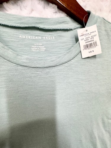 American Eagle Women's Size Small Pale Green Short Sleeve Tee T Shirt Top NWT - Picture 2 of 5