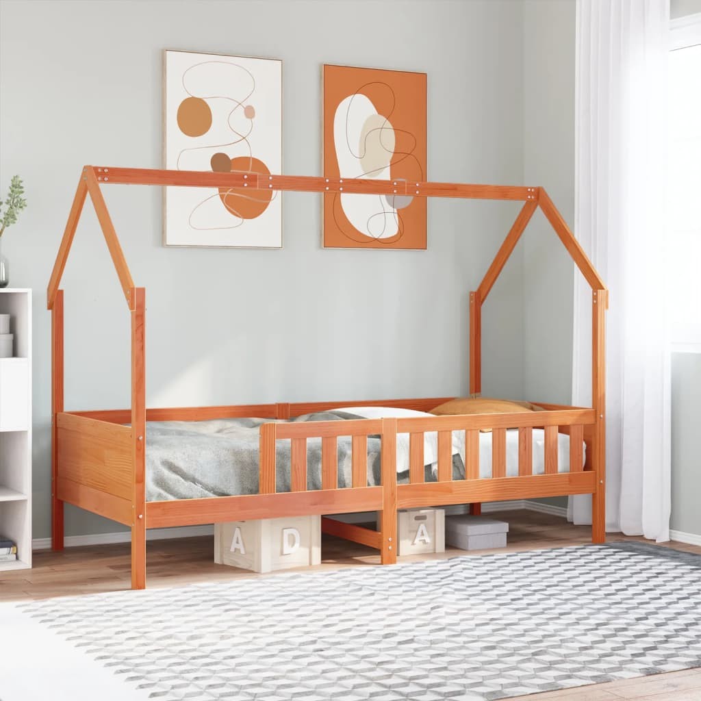 Giroletto Casetta Bambini Marrone Cera 90x200 cm Massello Pino 2805559