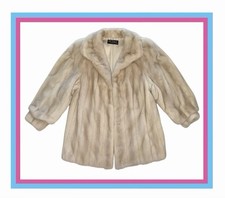 Cream Ivory M RETAIL 4,200 Mink Coat Jacket Tailored in USA American Craftsmen