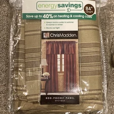 Chris Madden Mystique, Rod Pocket Panel Ivory Beige Light blocking 54" x 84" ea