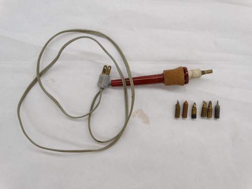 Vintage Ungar # 267 Plug In 47.5W Soldering Iron Red with Cork Grip & 6 Tips