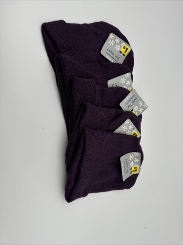 Maroon Ladies Cuffed Beanie Hats 5PK - Picture 4 of 5