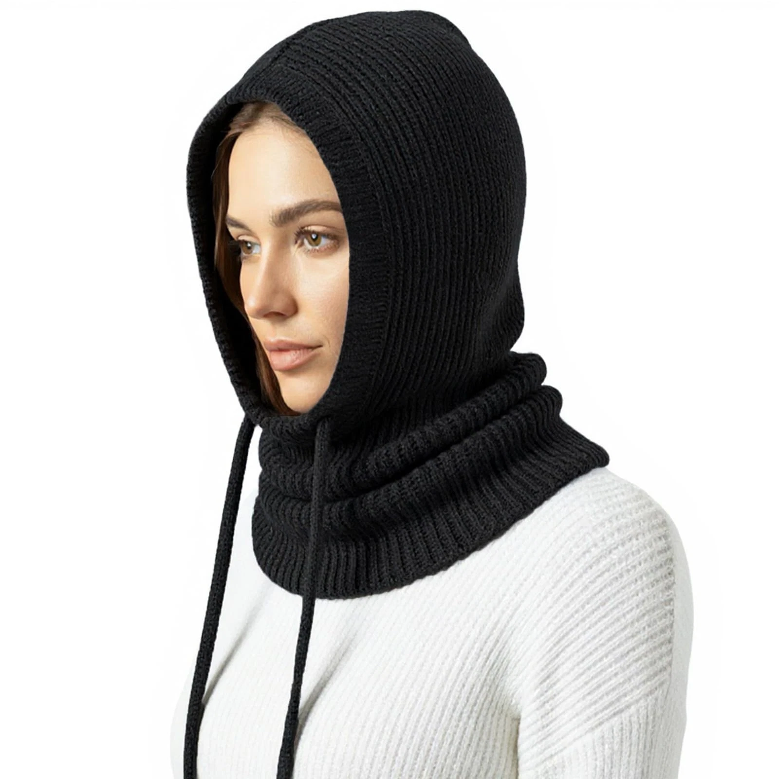 Hooded Scarf Hat Snoods for Women Winter Balaclava Neck Warmer Hood Hat with ...