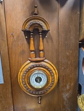 Antique Carved Oak Aneroid Banjo Barometer In Good Condition for The Age 19th C