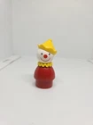 Vintage Fisher Price little people wood red Circus clown yellow hat