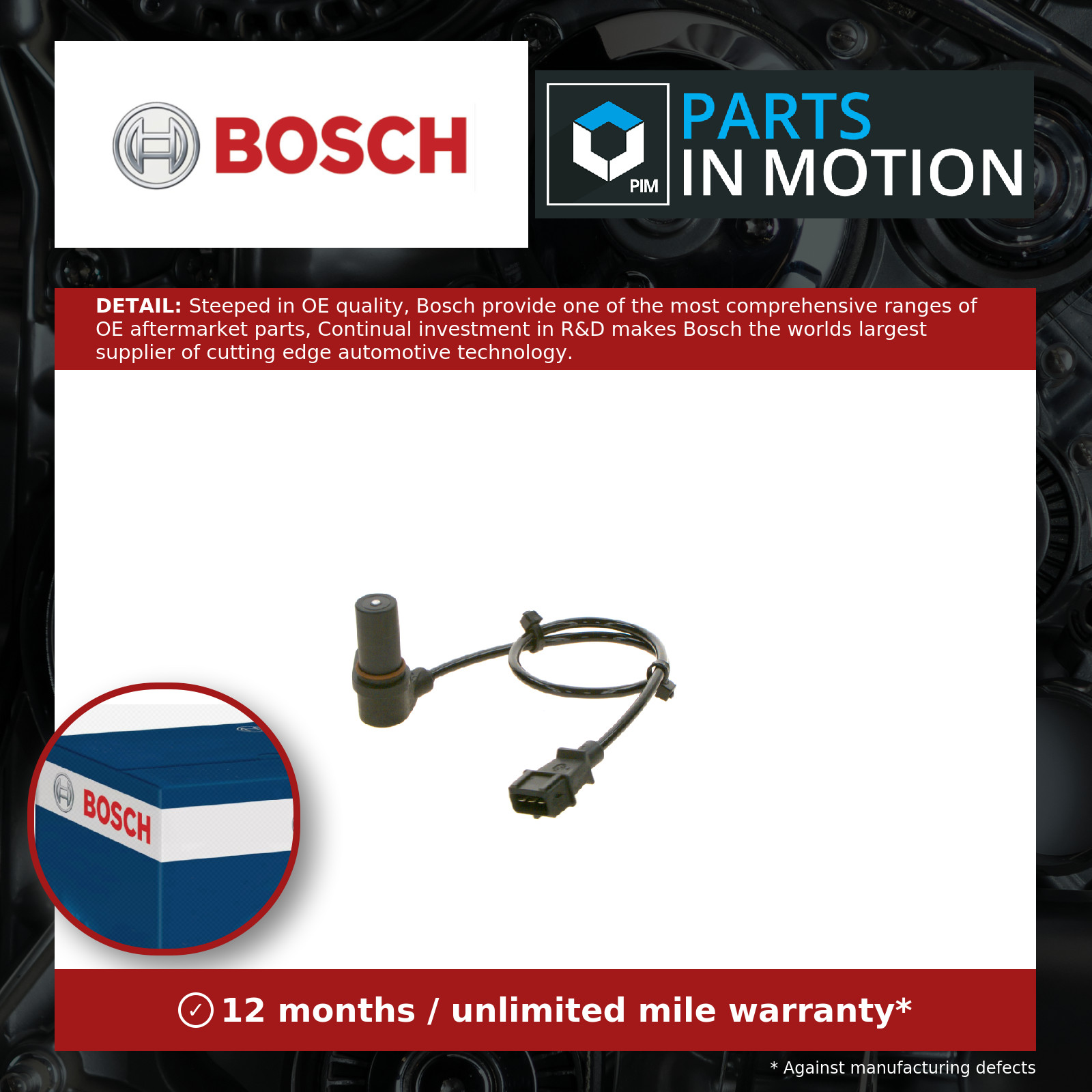 RPM / Crankshaft Sensor 0281002138 Bosch 237319X800 6238395 90464741 90540188
