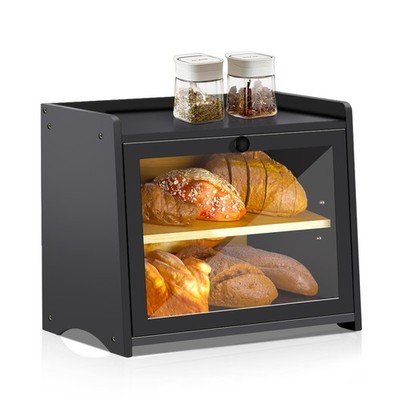 Bread Box for Kitchen Countertop, Large Bread Storage Container Bin 2 Layer B...