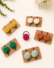 Handmade Macrame Hair Ties | Cotton Button Bobbles