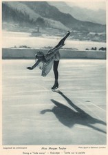 ICE FIGURE SKATING. Miss Megan Taylor - Doing a "fade away" 1935 old print