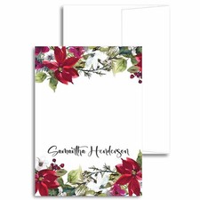 Personalized Christmas Floral Stationery Note Cards Gift with Name (SETS OF 20)