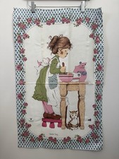 Sarah Kay Baking with Kitty Tea Towel Eli Italy Valentine Crisp Unwashed Cotton