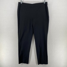 EILEEN FISHER Pants L Stretch Organic Cotton Twill Slim Ankle Side Zip Black