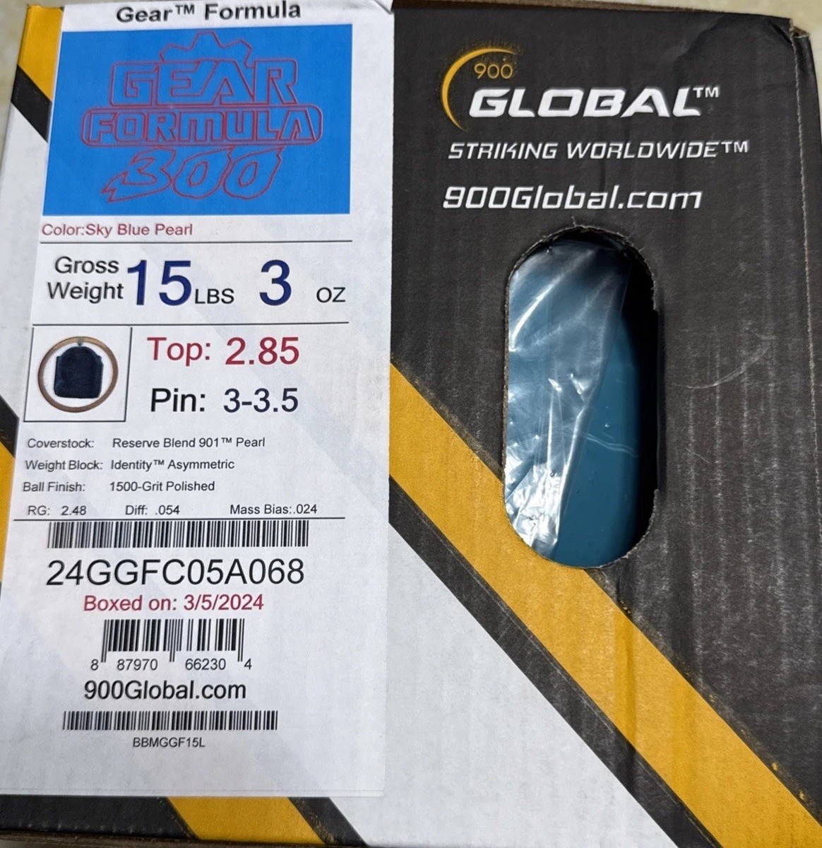 15lb 900 Global Gear Formula 300 OVERSEAS Bowling Ball NIB! | eBay