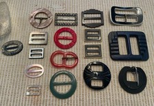 Vintage Women  s Belt Buckles Mixed Lot 17 Bakelight MOP Rhinestone Glass Colors