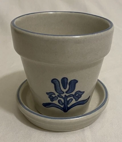 Pfaltzgraff Yorktowne Stoneware Medium Flower Pot & Saucer 3" #815 VTG-EUC