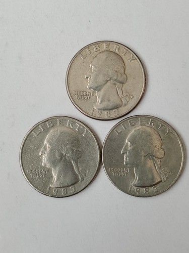 Three Quarters 1983 P & 1983 D Coin US Circulated Ungraded American Collectable - Picture 11 of 15