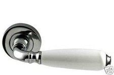 Porcelain White Georgian Door Handle Lever On Polished Chrome Rose JV6002PC