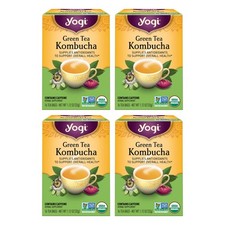 Yogi Tea Green Kombucha Tea - 16 Bags per Pack (4 Packs) - Organic - With Kom...