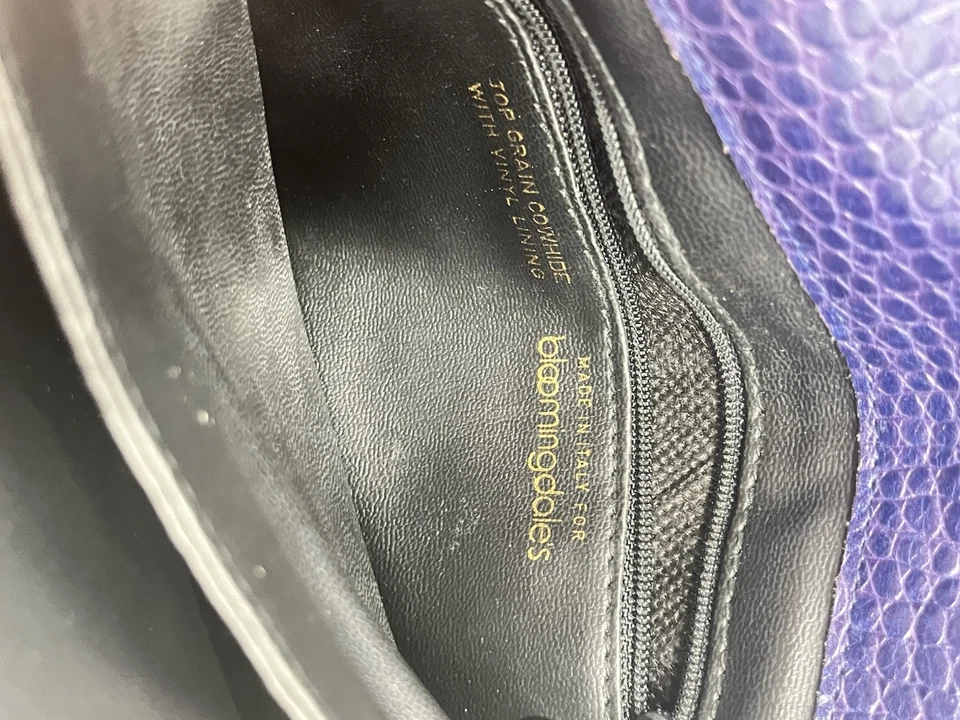 Bolso sin asas de colección años 80 Italia cuero de vaca retazos Art Deco Boho Bloomingdales Foto 3 de 4