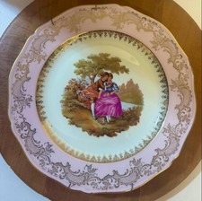 Vtg Signed REHAUSSE MAIN LIMOGES Made In France Hand Painted Gold Trim Plate 10"