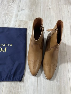 Polo Ralph Lauren Lucille Buff Tan Leather Boots Women s Size 8BMade in Portugal