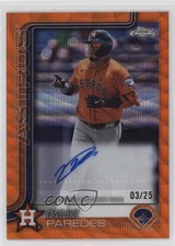 2025 Topps Chrome Update Orange Wave Refractor /25 Isaac Paredes Auto 0nr3