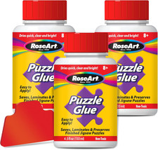 Jigsaw Puzzle Glue with Applicator, 3-Pack   Clear Quick-Dry Formula to Seal, La