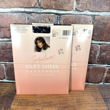 Jaclyn Smith Pantyhose Lot 2 Pairs Silky Sheer Navy Blue Sz C Vintage USA