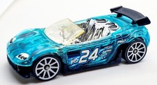 2011 HOT WHEELS TRAK-TUNE #24 SEE-THRU BLUE 2 1/2" DIECAST CAR W/ CHROME & WHITE