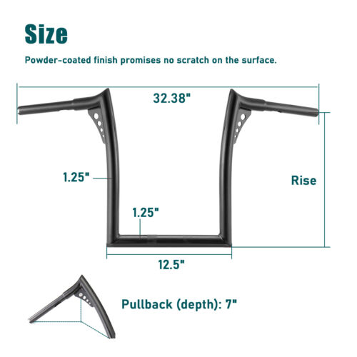 14" Rise 1 1/2'' Fat Ape Hanger Handlebars for Harley 2018-2021 Sport Glide - Picture 3 of 14