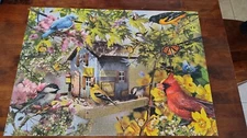 Ravensburger Puzzle 1000 Piece Bird Birdhouse Flowers COMPLETE Cottage Core