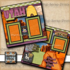 UTAH  2 premade scrapbook pages paper printed 12X12 by digiscrap A0484