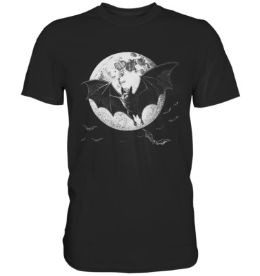 Fledermaus Vollmond T-Shirt - Gothic Mond Vampir Dark Art Aesthetic Damen Herren