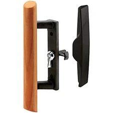Prime-Line C 1095 Sliding Glass Door Handle Set, 3-1/2 inch, Diecast and Wood,