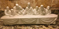 Vtg White Ceramic Christian Décor Last Supper Sculpture Religious Byron molds 94