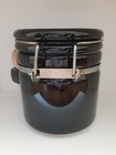 Black Ceramic Canister w/ Bail Lid & Wooden Scoop / Spoon — photo 3