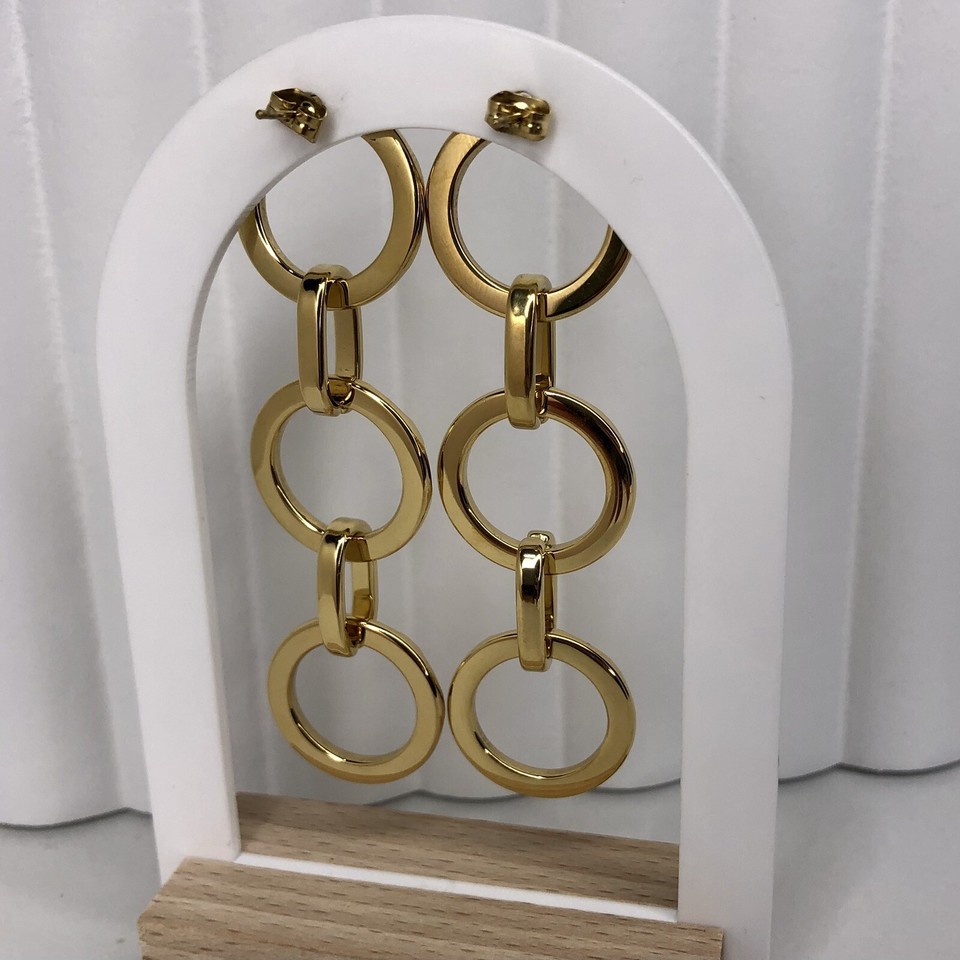 Kopen Australia Gold Plated Stainless Steel Hoop Ring Chain Drop