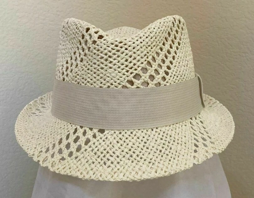 SCALA * MENS FEDORA HAT * L or XL * NEW PANAMA STYLE TOYO STRAW SUN SHADY VENT