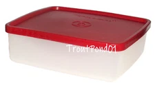 Tupperware Square Away Large Vtg USA Sandwich Keeper Red 6 1/4 x 5 3/4 x 2 In