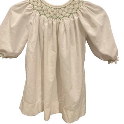 Orient Expressed Inc Dress Girls Sz 2 White Corduroy Long Sleeve Smocked Prairie