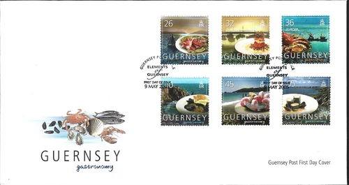 2005 Guernsey Europa. Gastronomy. Seafood and Coastal Scenes First Day Cover