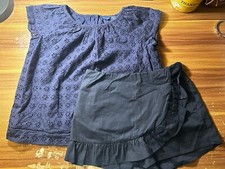 POLO RALPH LAUREN SHIRT 6X GIRLS AND AQUA SKIRT SIZE L GIRLS SET NAVY BLUE